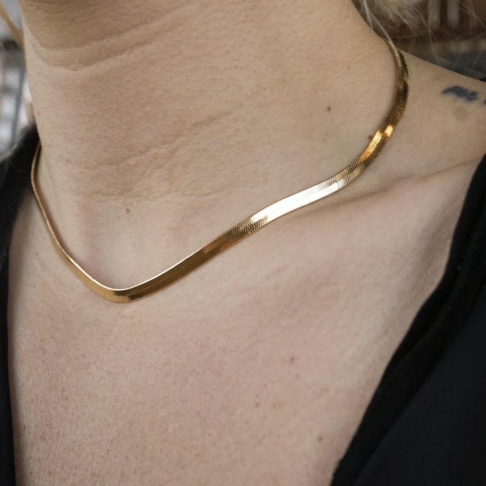 Brand New Gold Filled Herringbone Chain Necklace
